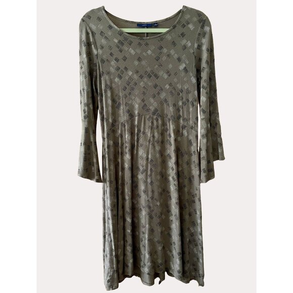 Apt 9 Dresses & Skirts - Apt 9 Geometric Print Bell Sleeve Rayon Knit Dress Light Brown S